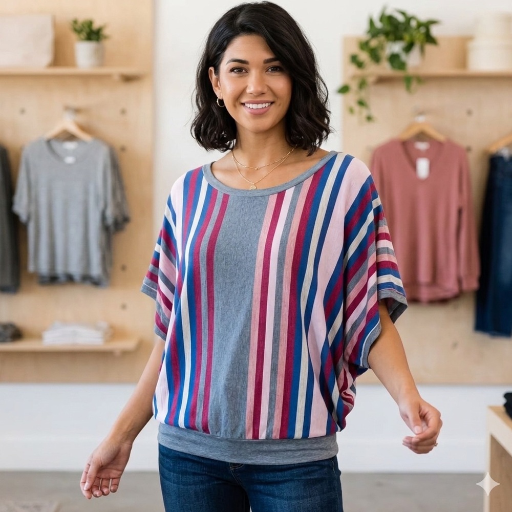 ELLA MOSS Wide Sleeve Striped Top